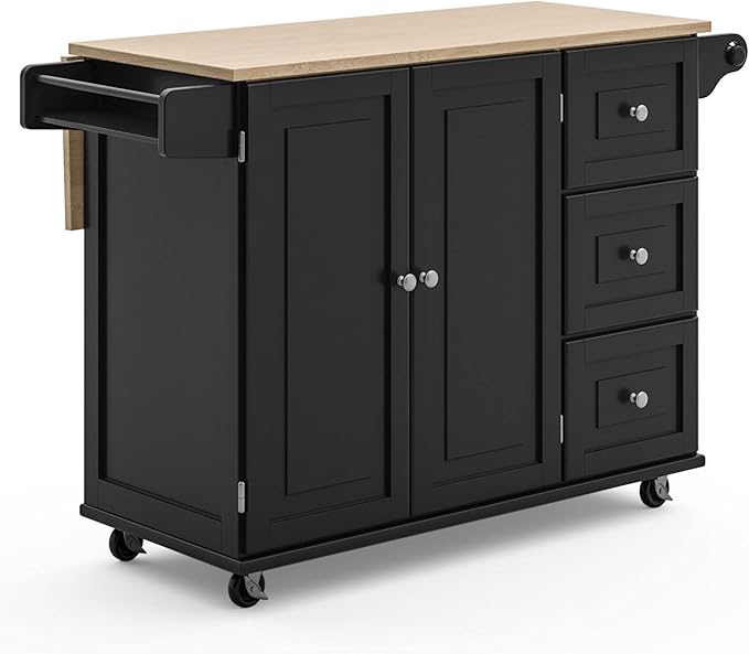 Mobile Kitchen Island Cart with Dropleaf Breakfast Bar
