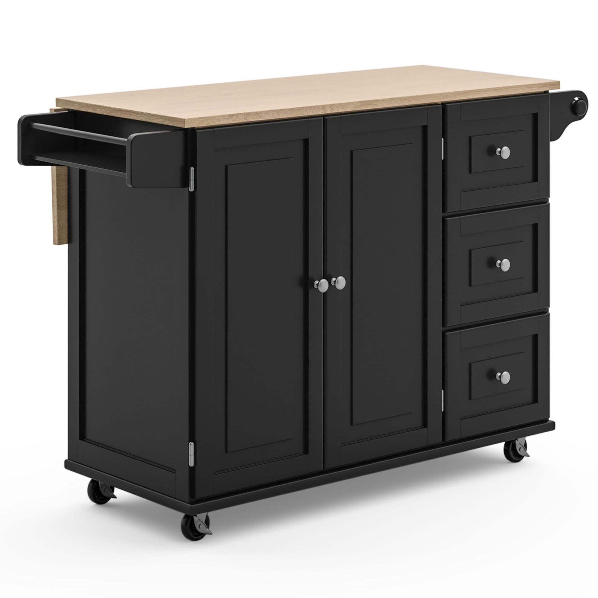 Mobile Kitchen Island Cart with Drop Leaf