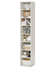 VEVOR 8 Tiers Narrow Bookshelf, 71 inch Tall Wooden Open Bookcase White