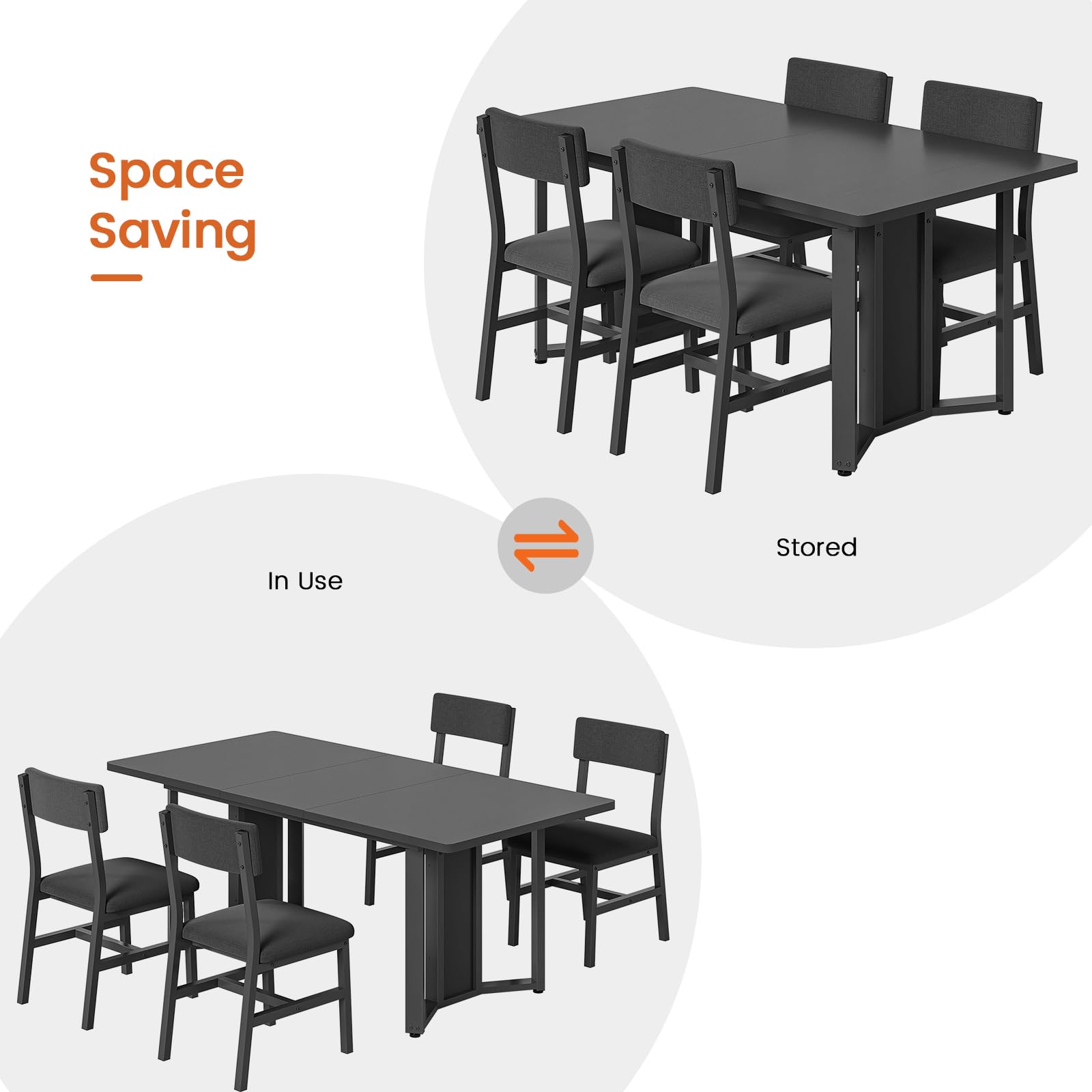 Extendable Dining Table Set for 4-6