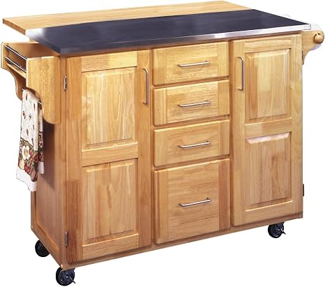 Mobile Kitchen Cart with Drop Leaf & Storage