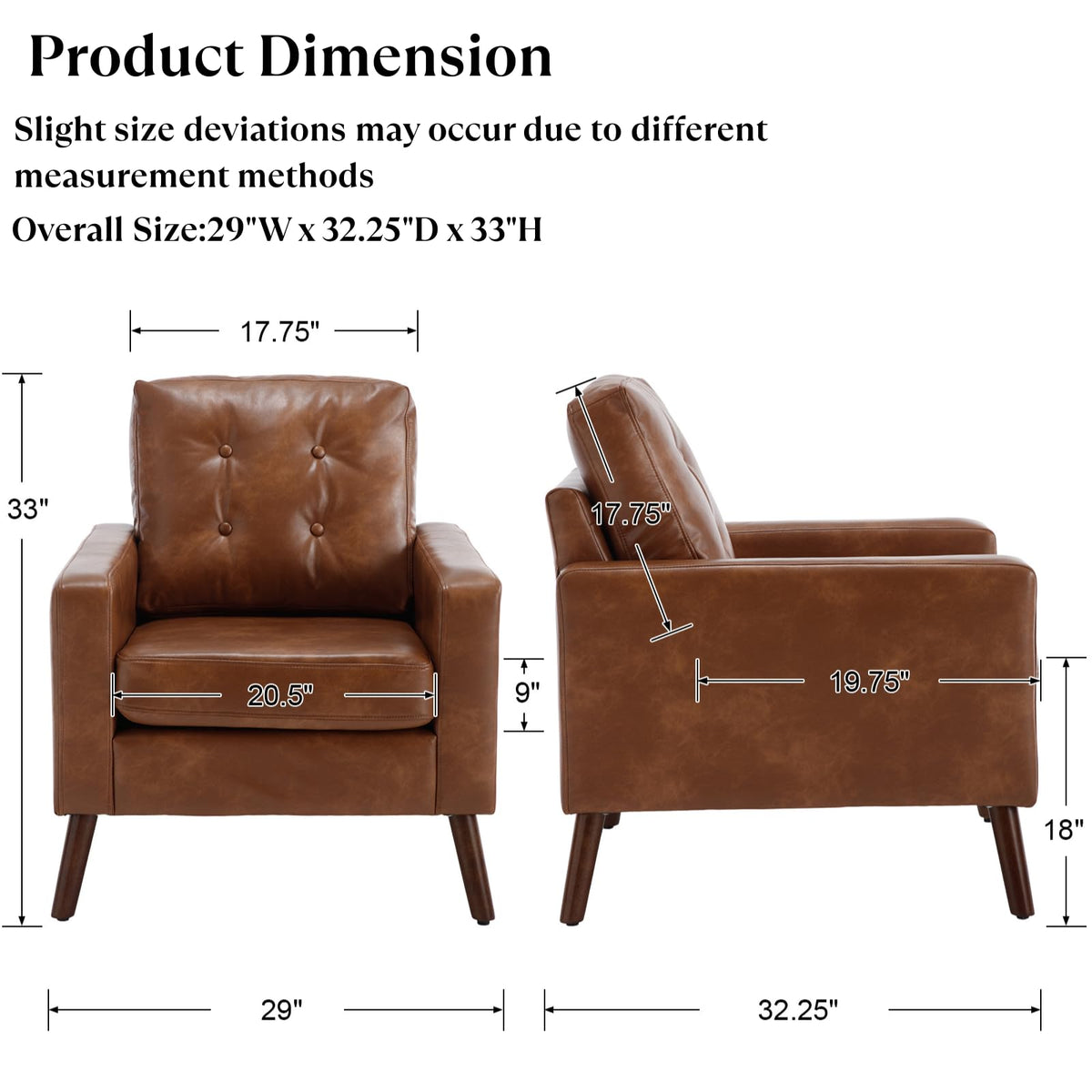 Mid-Century Faux Leather Armchair