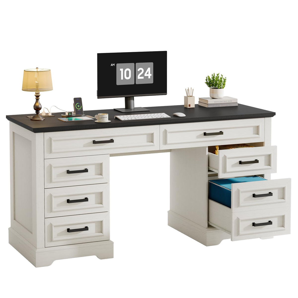 Farmhouse Desk with Charging Station