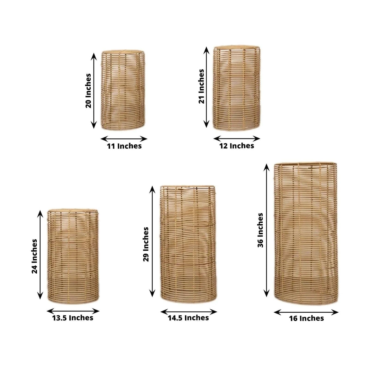 Balsa Circle 5 Natural Woven Rattan Wicker Plant Stands Wedding Birthday Events Reception Catering Party Home Decorations Supplies