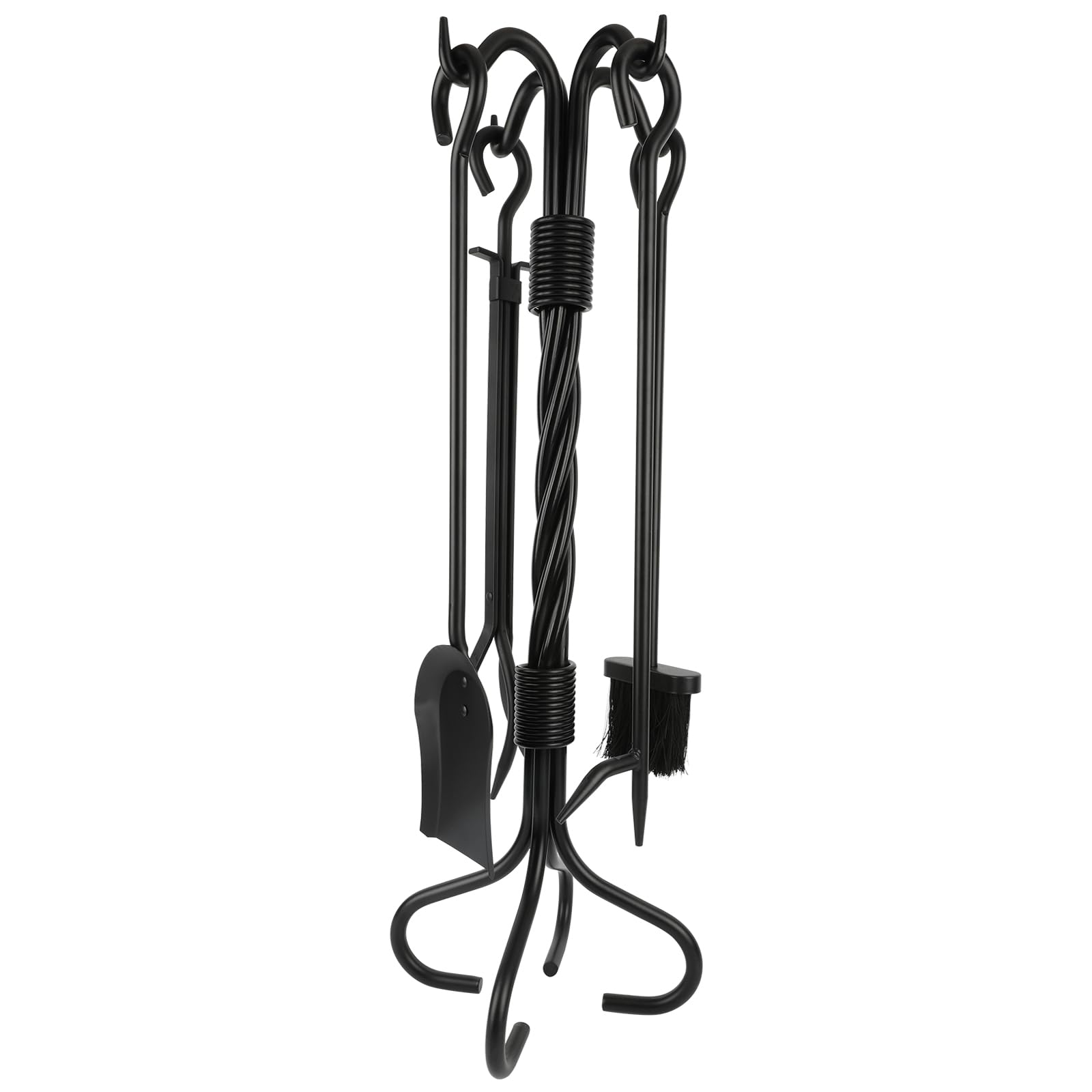 5-Piece Fireplace Tool Set with Stand
