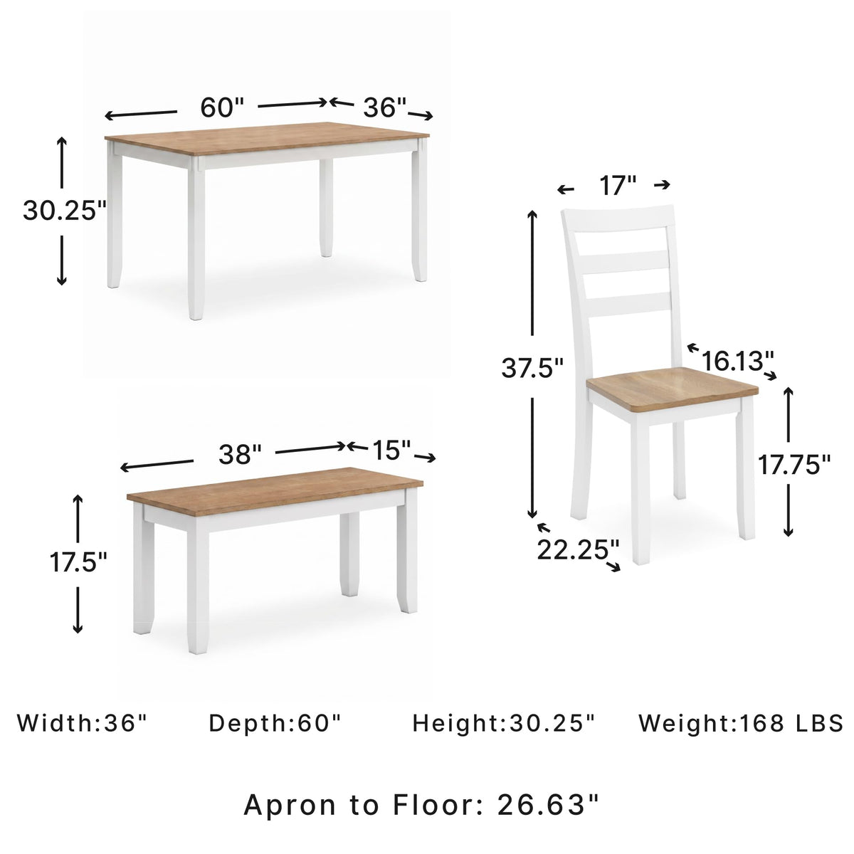 Signature Design by Ashley 6-Piece Dining Table Set with Bench and Chairs