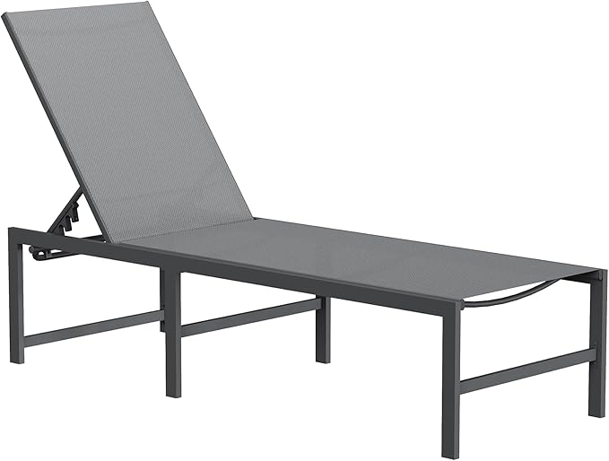 Outdoor Textilene Chaise Lounge Set with Side Table