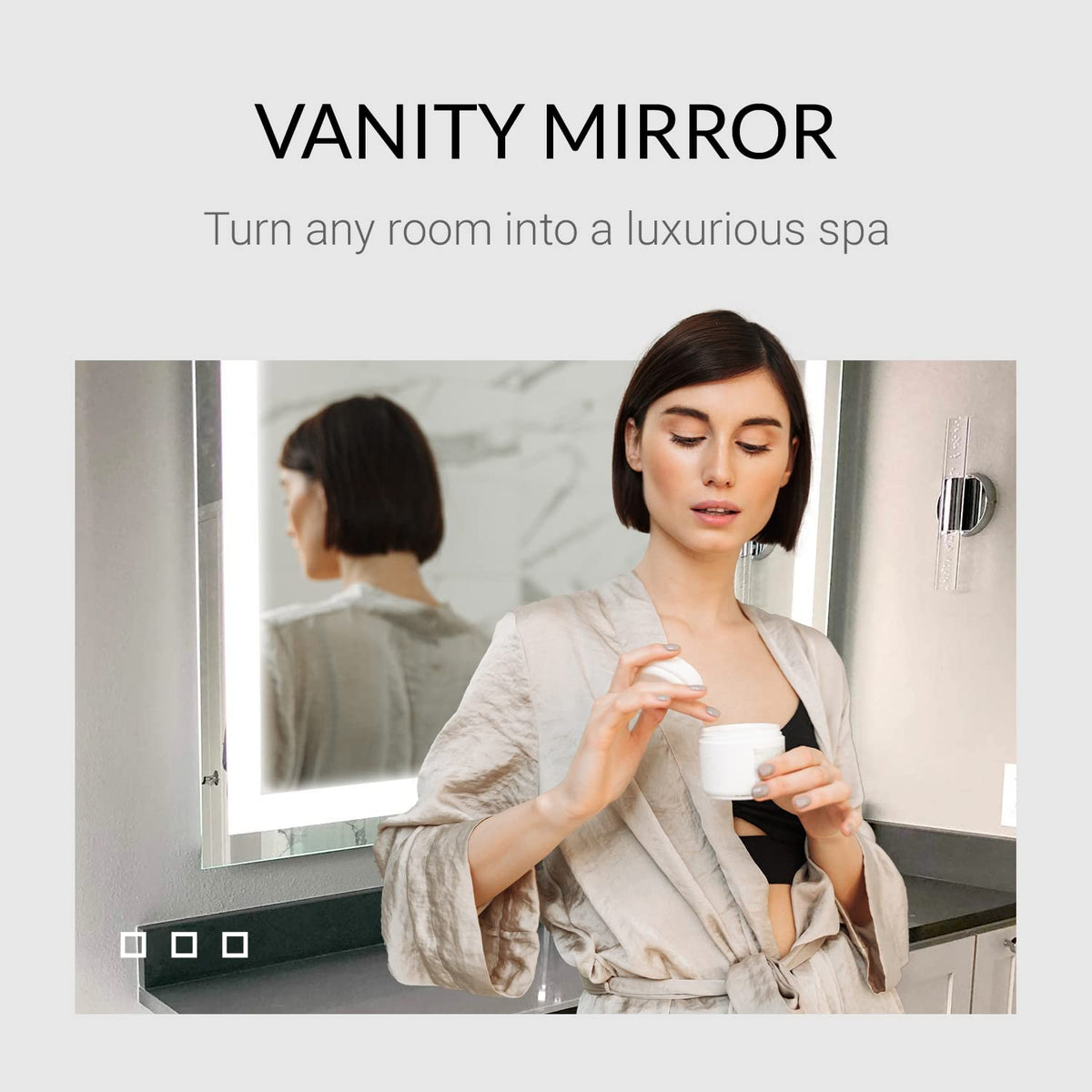 Mirrors & Marble Rectangle LED Vanity Mirror (36" x 36"), Front Lighted Modern Anti Fog Glass for Bathroom, Bedroom, Wall Mounting Home Décor Glass for Over Sink Bathroom, Entryway