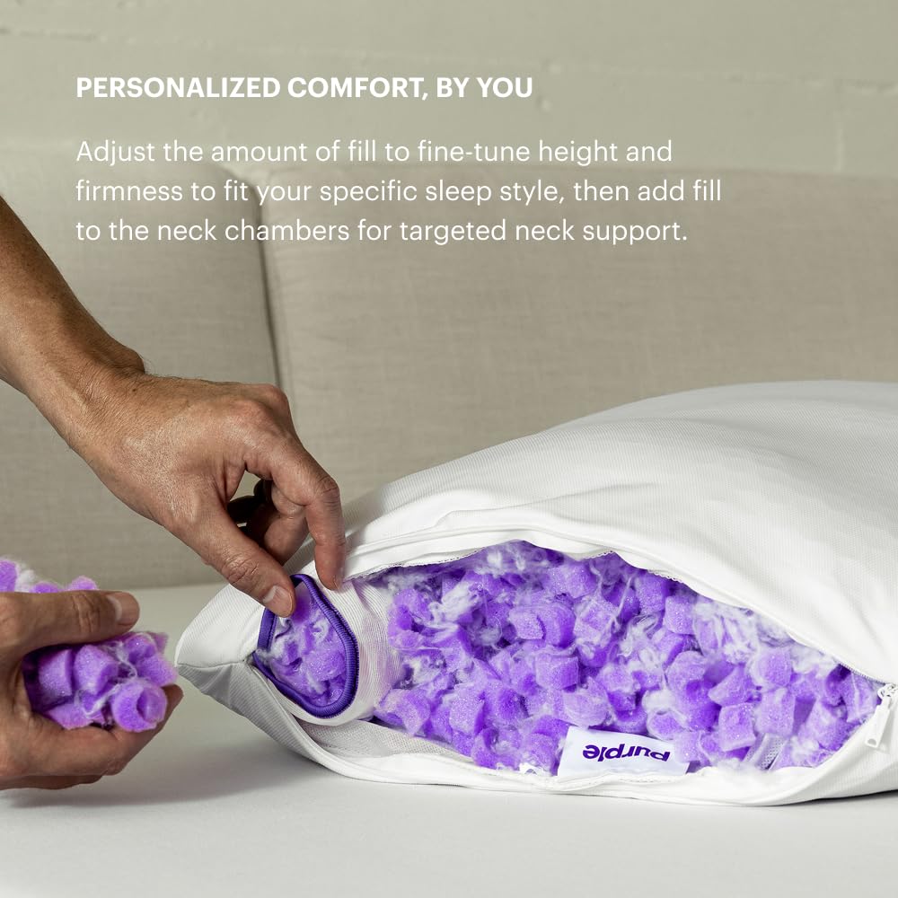 Purple Freeform Pillow - King Size - Customizable Cooling Neck Pillow with Adjustable Fill, GelFlex Grid and MicroFlex Moon Foam, Personalized Height and Firmness for All Sleepers