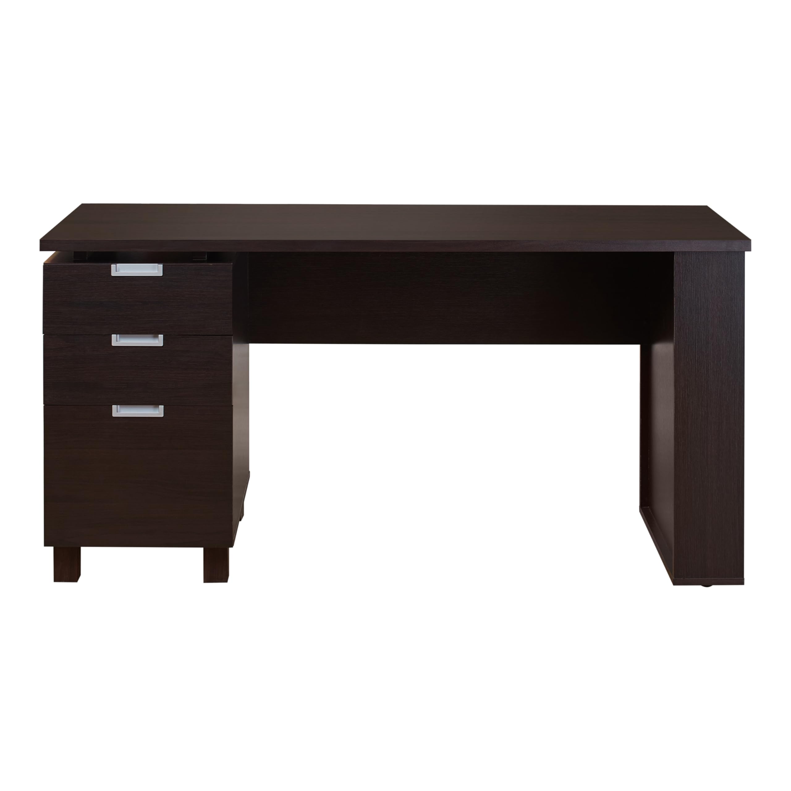 3-Drawer Office Desk with File Cabinet & Magazine Racks, Espresso