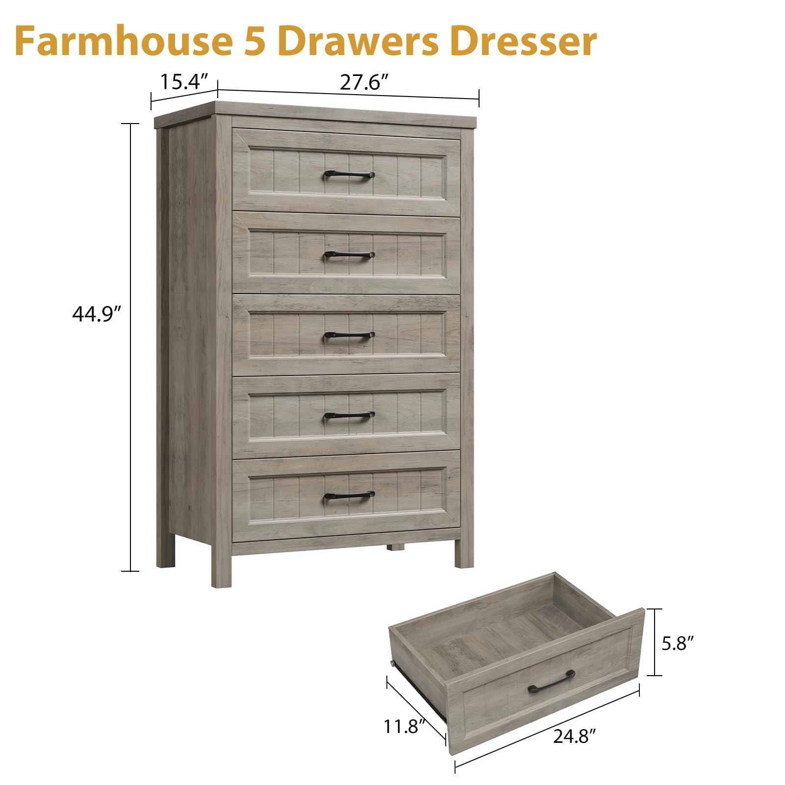 5-Drawer Farmhouse Dresser