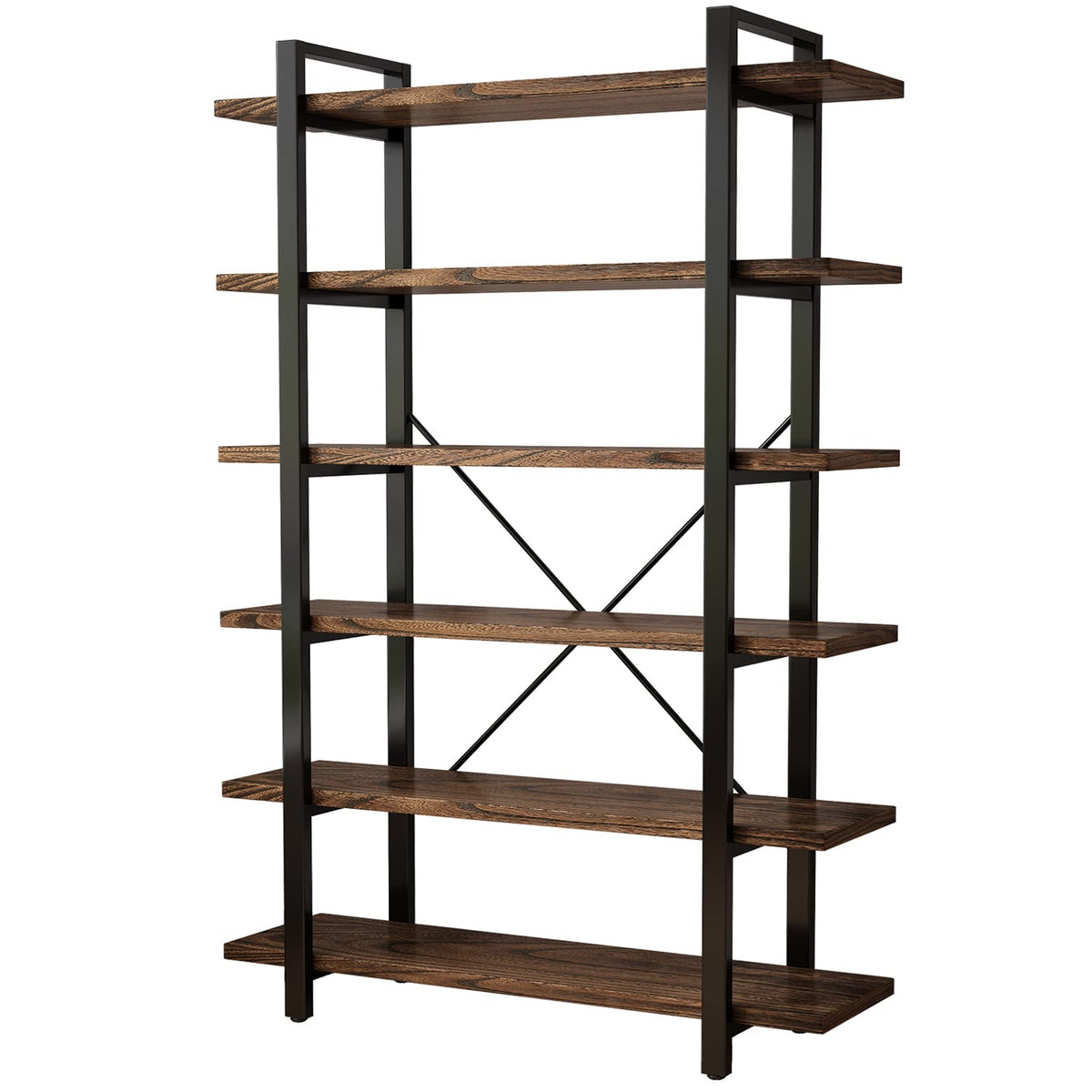 6-Tier Solid Wood Bookcase