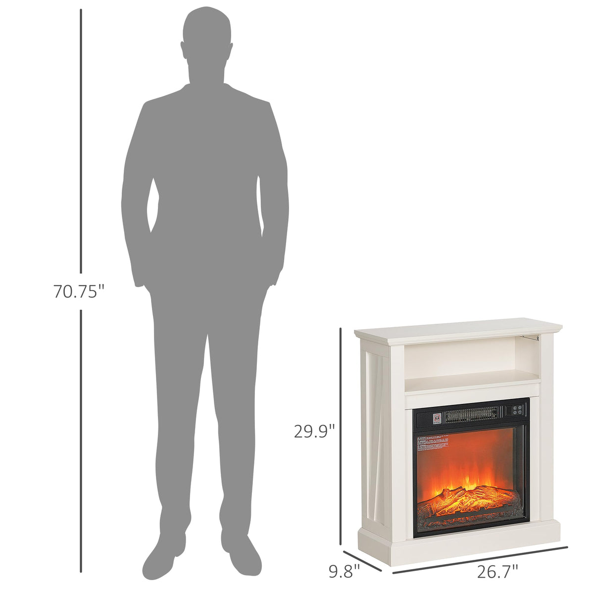 HOMCOM 27" Freestanding Electric Fireplace with Mantel Surround White