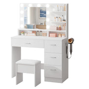 Hollywood LED Vanity Desk with HD Mirror & Charging Station