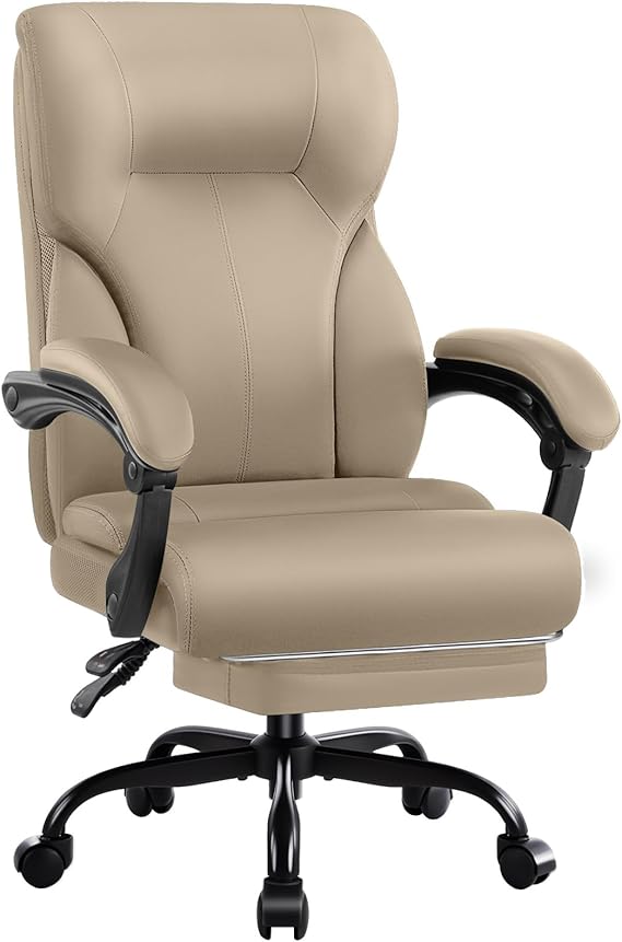 Ergonomic High-Back Office Chair with Footrest & Padded Armrests