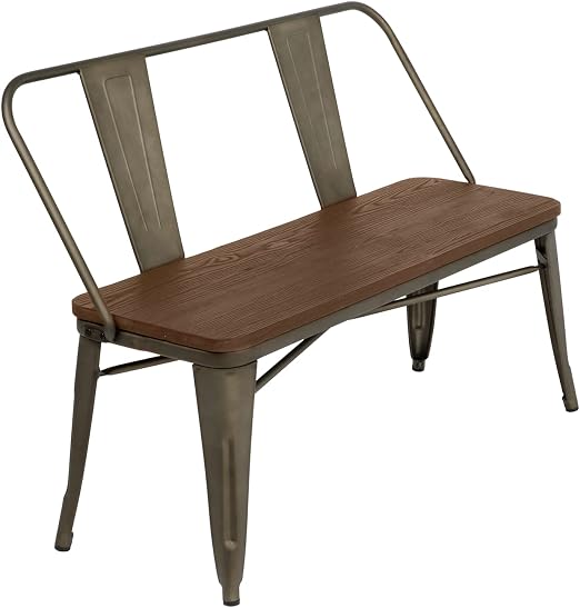 Industrial Dining Bench with Removable Backrest