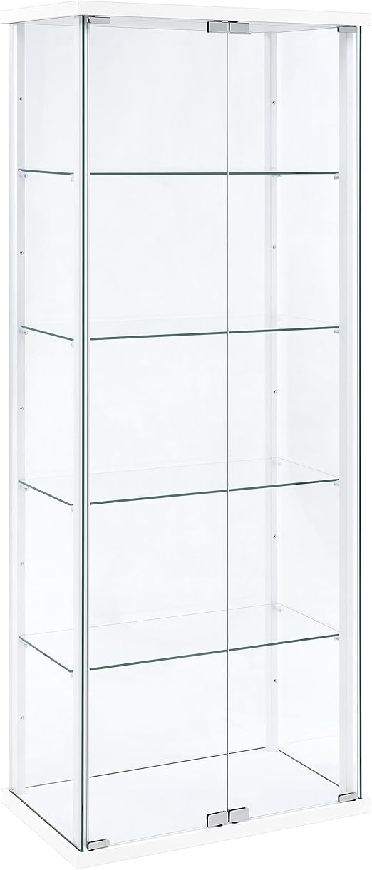 4-Shelf Glass Curio Cabinet with Wood Top, 2 Doors & Chrome Hardware – 64"