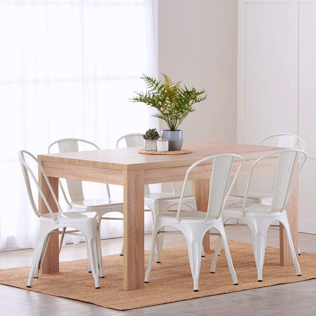 FDW Metal Dining Chairs Metal Chairs Patio Chair Seat Height Dining Room Kitchen Chair Tolix Restaurant Chairs Bar Stackable Chair Trattoria Metal Indoor Outdoor Chairs (Cream)