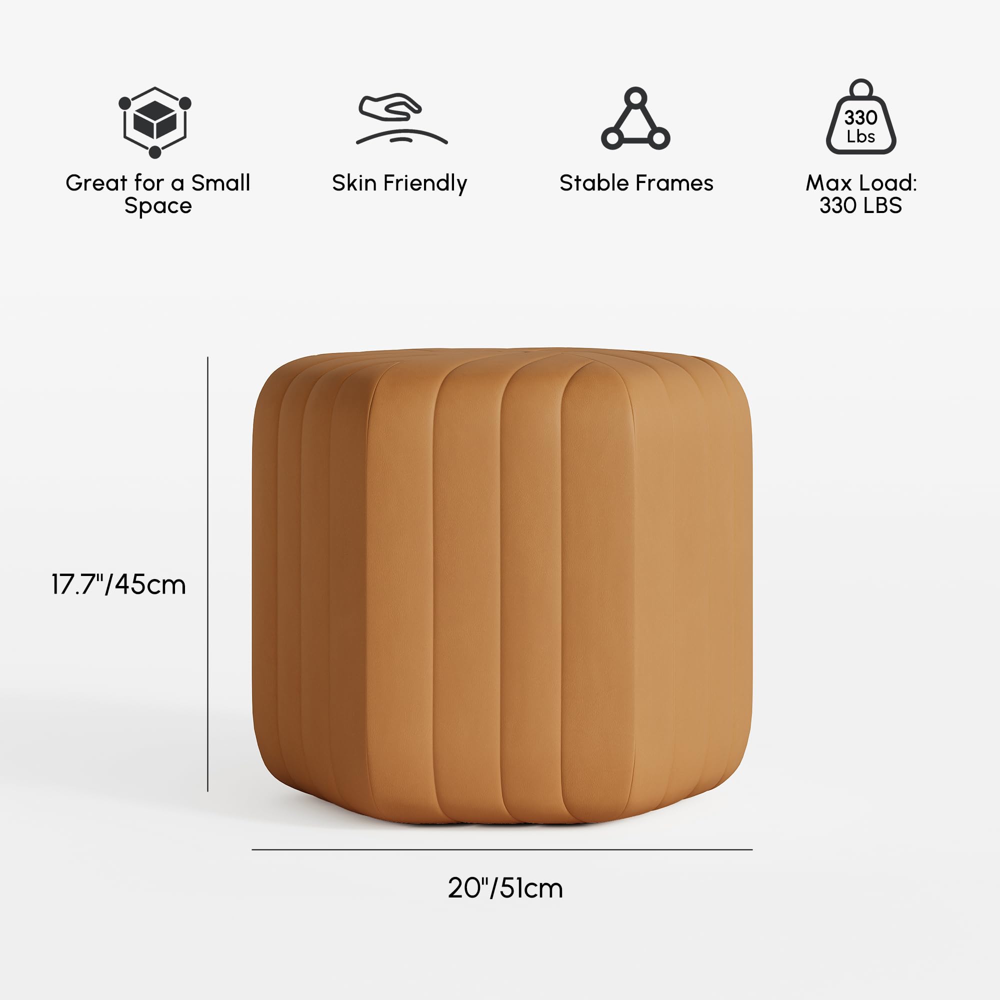 homary 18.5" Hexagonal Pouf Ottoman Upholstered, Velvet Footrest Rest Stools Modern Sofa Footrest Entryway Shoe Changing Stool, Low Coffee Table Footstool for Living Room/Bedroom/Entrway-Brown