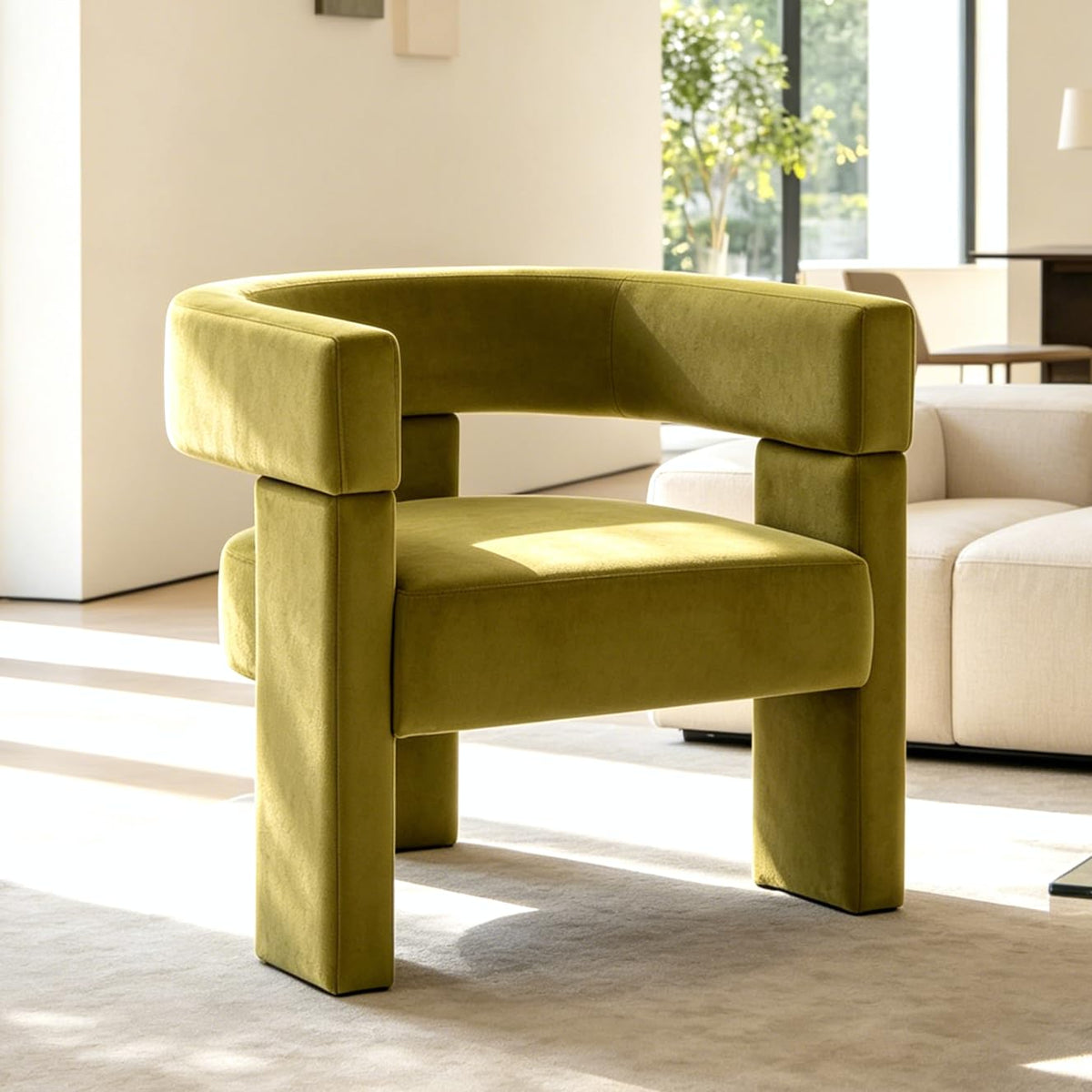 Olive Green Velvet Accent Chair