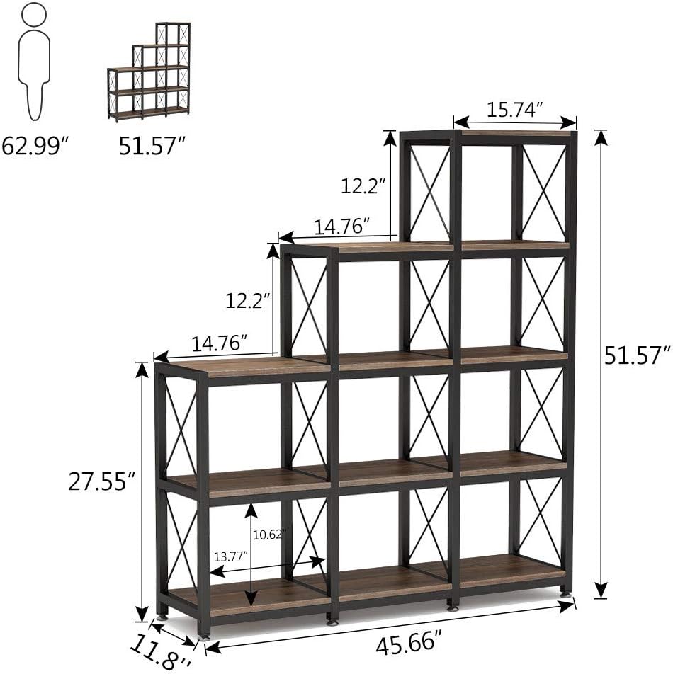 9-Cube Stepped Ladder Corner Bookcase