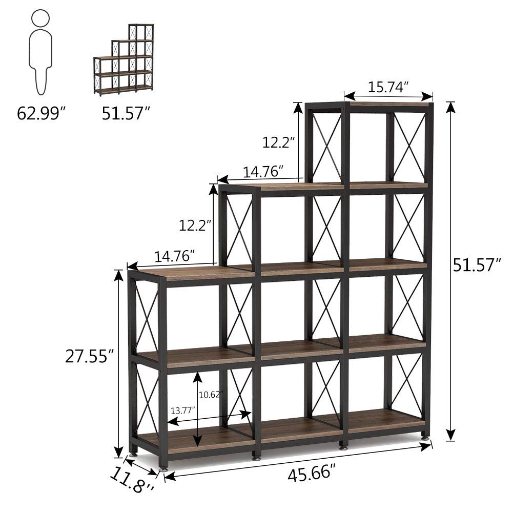 9-Cube Stepped Ladder Corner Bookcase