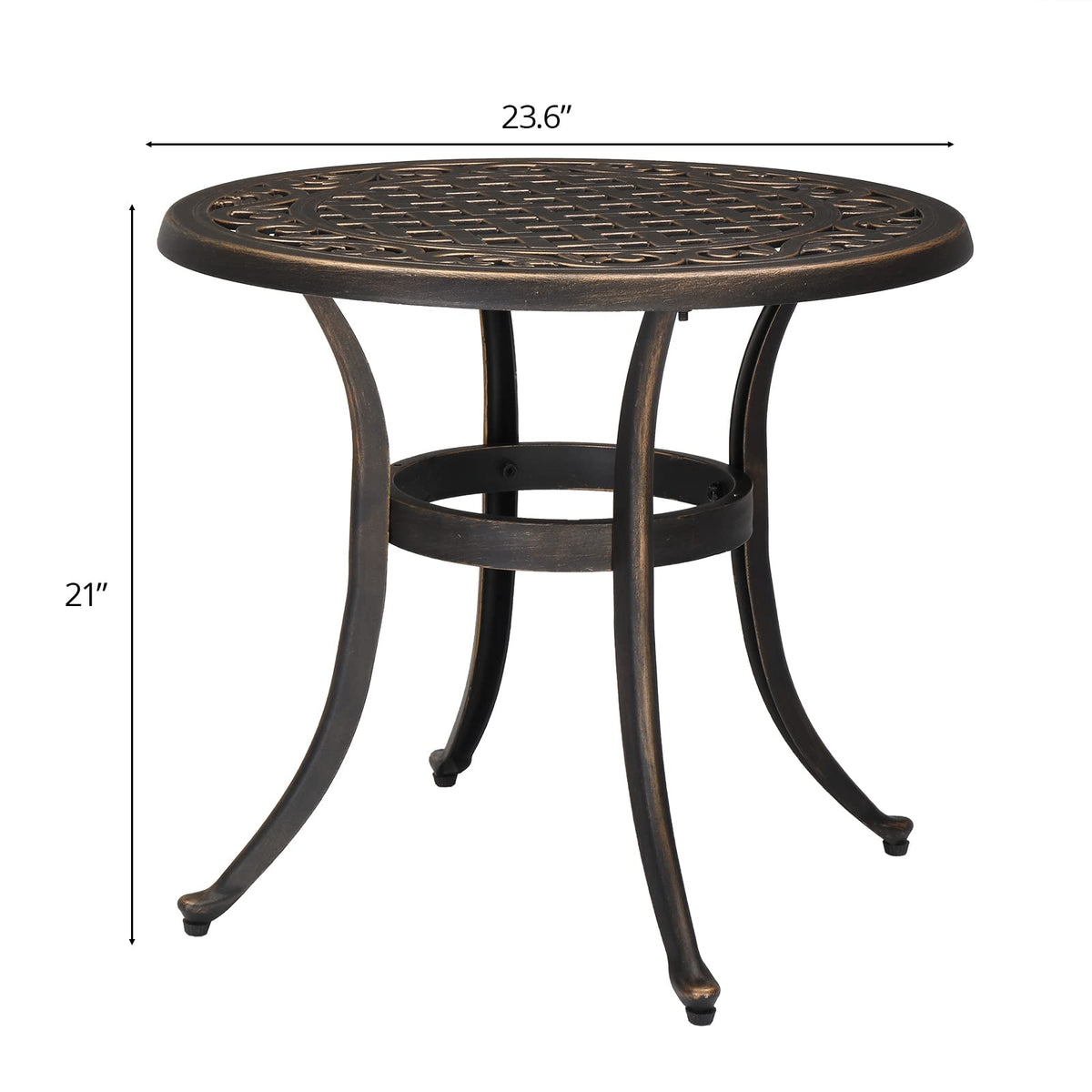 VINGLI 3 Piece Outdoor Bistro Set, Cast Aluminum Patio Table and 2 Chairs Set for Patio Balcony Garden, All Weather Outdoor Furniture Set with Stackable Chairs and Small Round Table