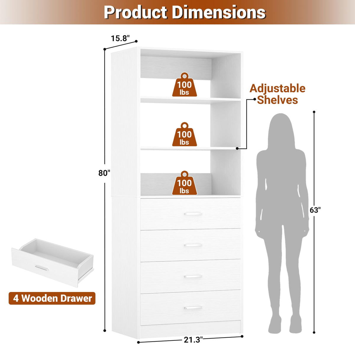 Closet Organizer with 4 Drawers
