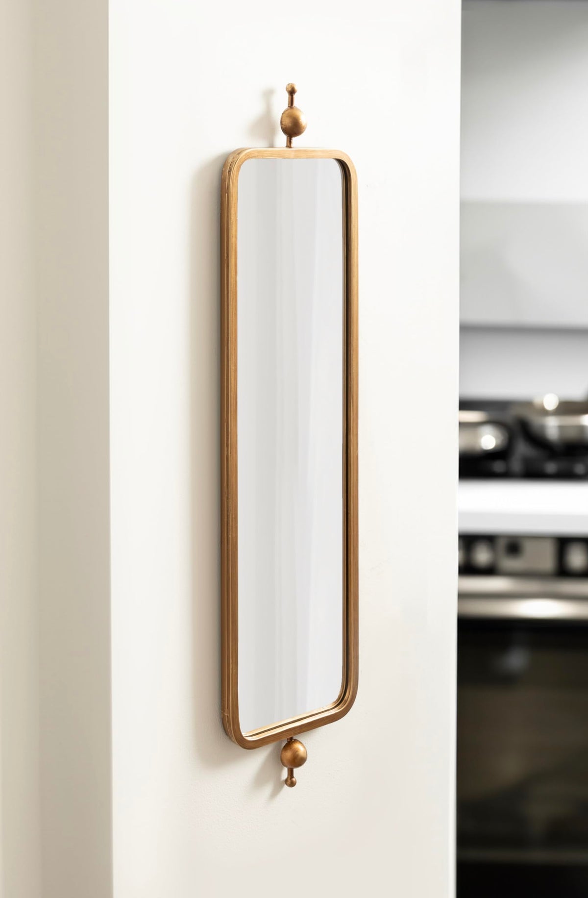 Antique Gold Slim Panel Wall Mirror