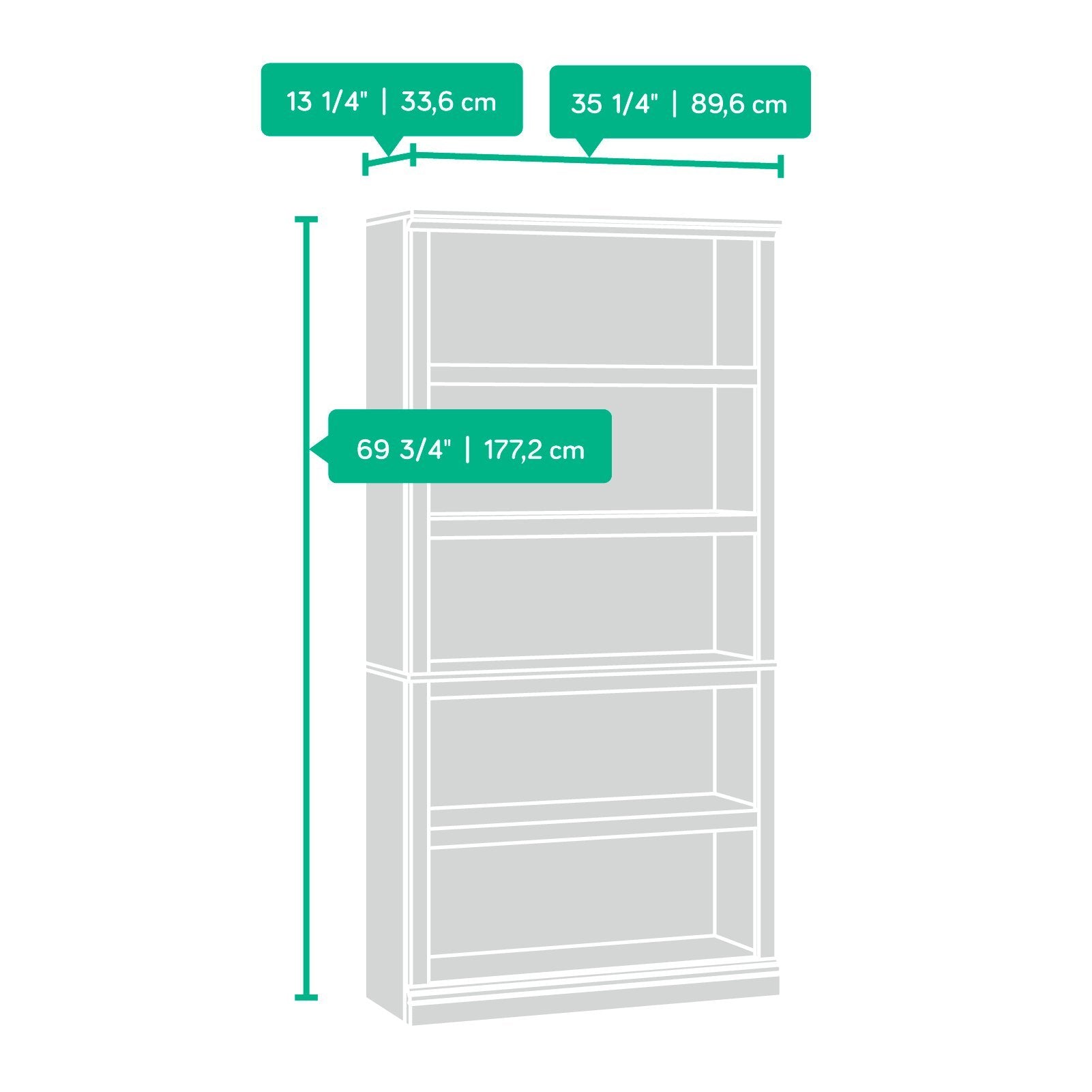 Sauder Bookcases Bundle - 5 Shelf and 3 Shelf (Oiled Oak Finish)