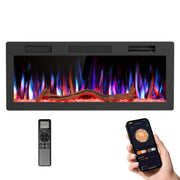 R.W.FLAME 42 Inch Electric Fireplace,Recessed & Wall Mounted Indoor Smart Fireplace Heater,Adjustable Flame Color & Speed,Touch Screen & Remote Control,Low Noise,with Timer,Alexa/WiFi Enabled