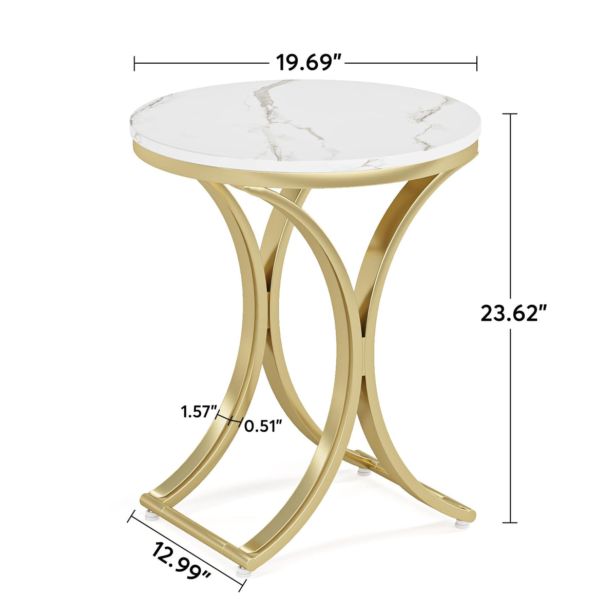 Round Faux Marble Side Tables, Set of 2