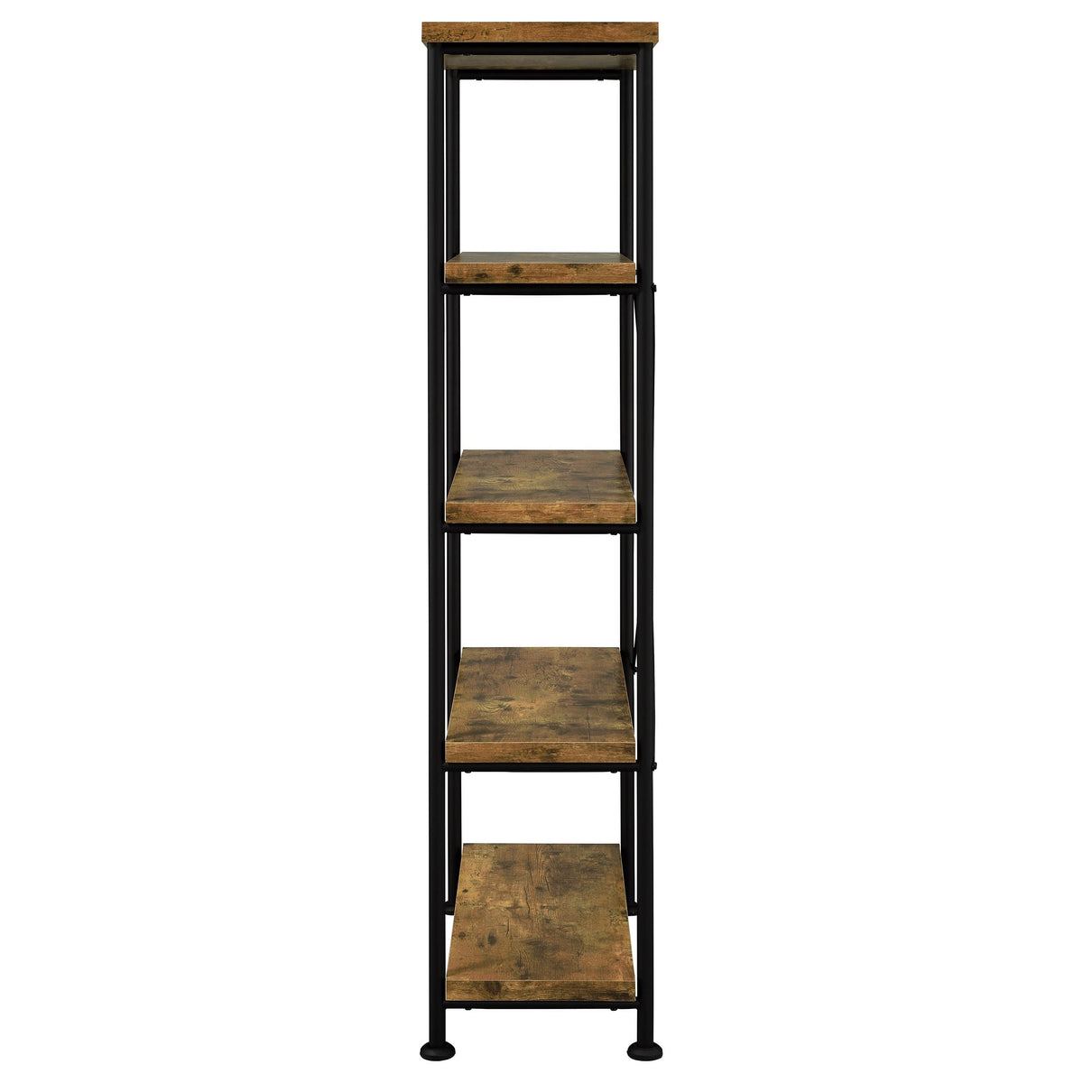 Coaster Home Furnishings - Analiese - Metal and Wood - 2-Piece Computer Desk and Bookcase Set with Three Storage Drawers, Four-Shelf Bookcase - Farmhouse - Home Office - Rustic Nutmeg - 801541-S2