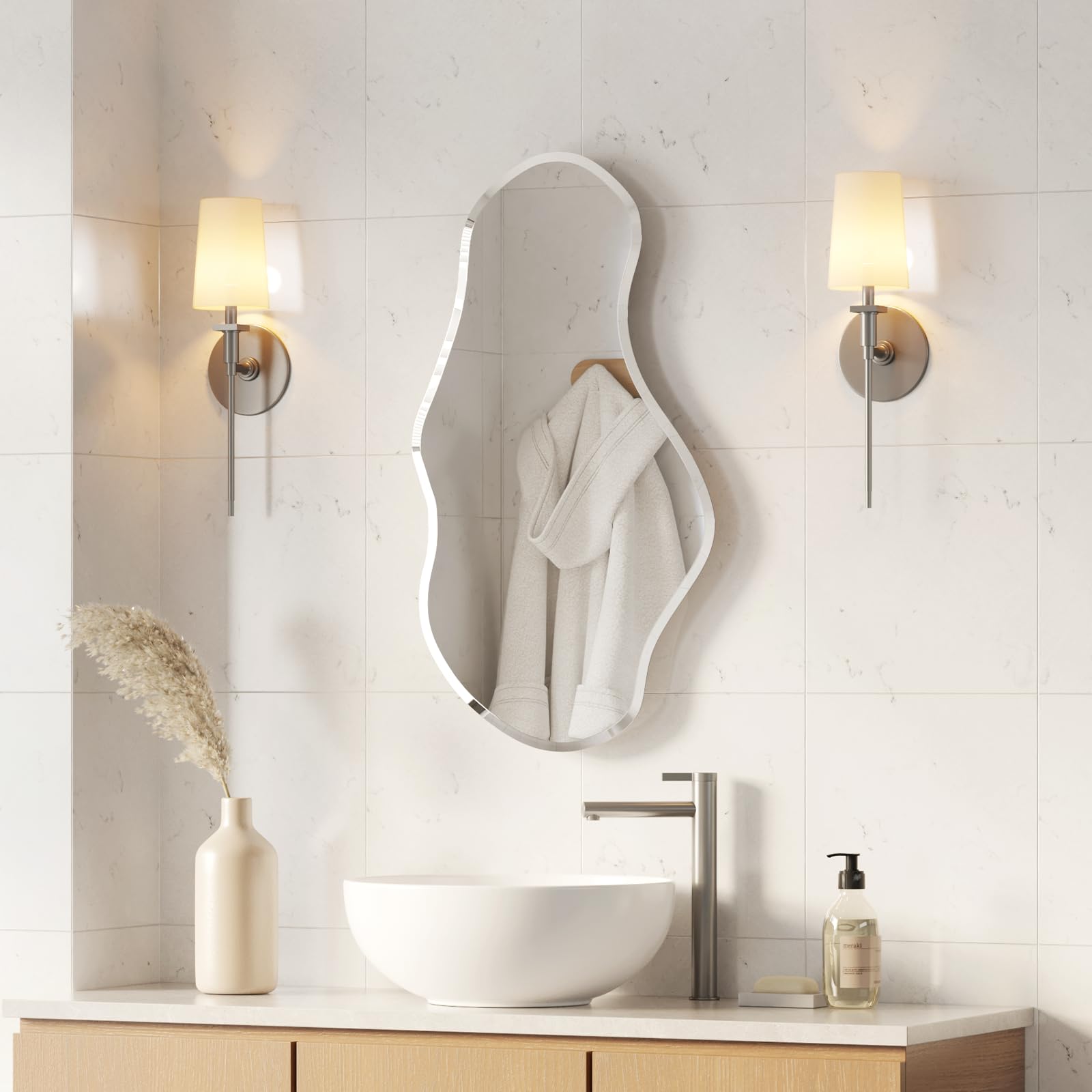 Frameless Irregular Wavy Wall Mirror