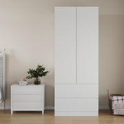 Mekminop Armoire Wardrobe Closet with 2 Doors & 2 Drawers, Bedroom Armoire Clothes Organizer with Hanging Rod, Freestanding Wardrobe Cabinet (31.5”W x 20.39”D x78.74”H)