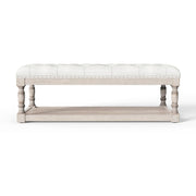 Tufted Ottoman Coffee Table with Storage & Wood Shelf