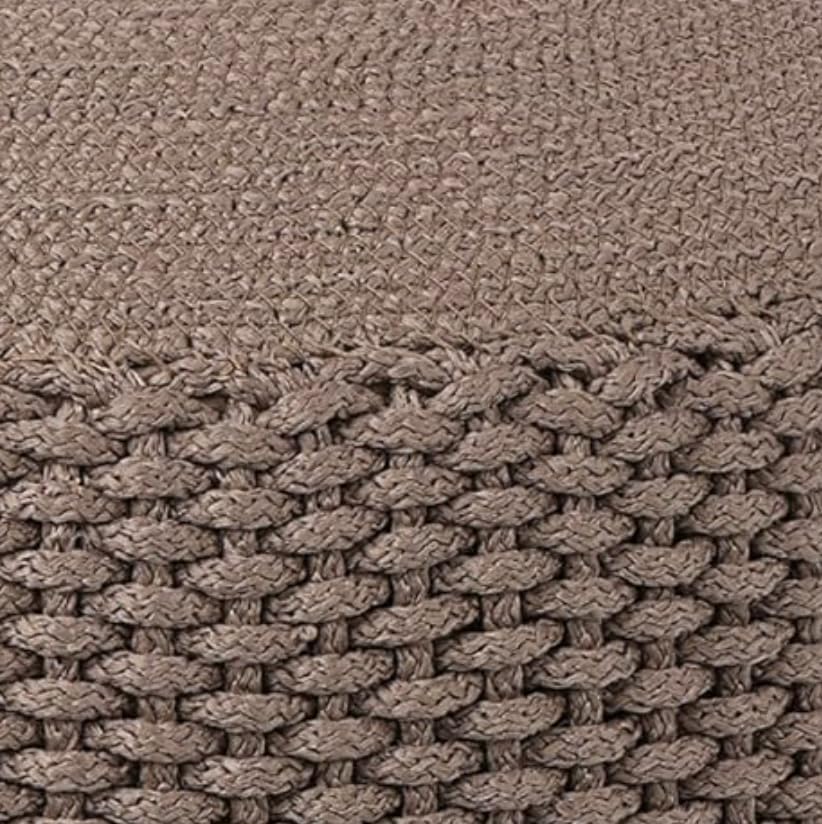 BIRDROCK HOME Outdoor Pouf Ottoman | Hand Woven Waterproof Foot Stool with Bead Bag Filling | Boho Foot Rest for Patio, Living Room, Porch & Outdoor Seating | Lightweight, Soft Stuffed Chair | Brown