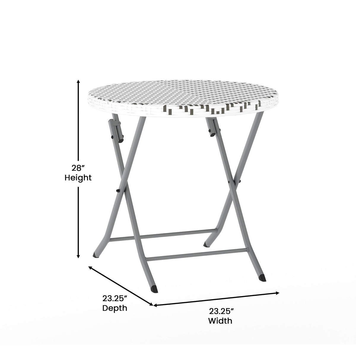 EMMA + OLIVER Gray/White Three Piece Folding Bistro Set
