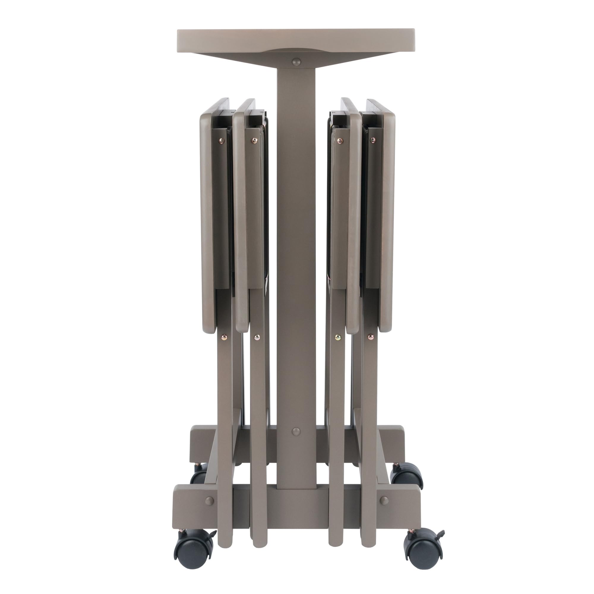 Folding Snack Table Set with Storage Rack