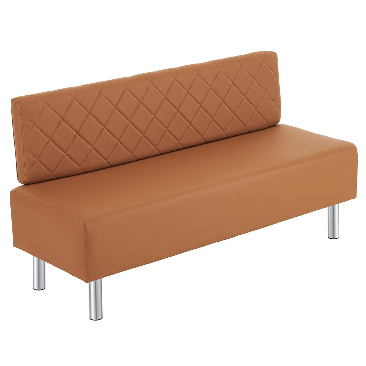 Brown Faux Leather Reception Bench