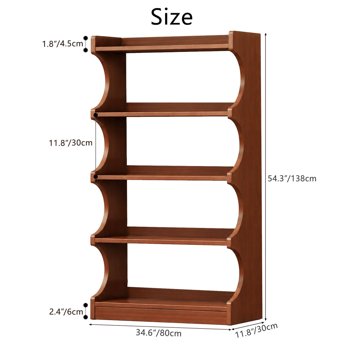Arched Walnut Bookshelf