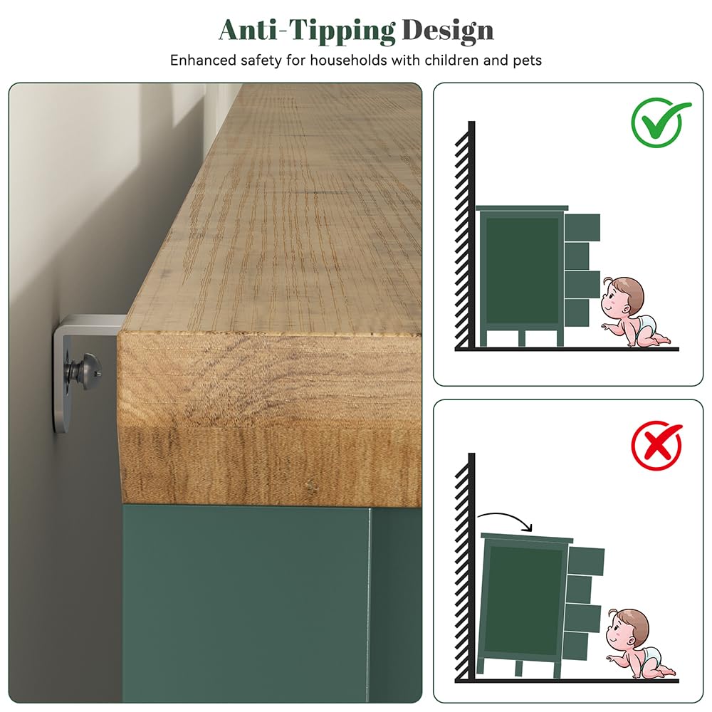 CARPETNAL 55" Green Dresser for Bedroom with 8 Drawer & Deep Drawers