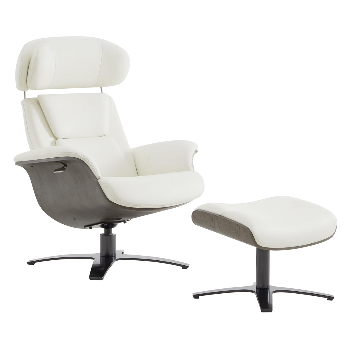 Leather Swivel Recliner with Ottoman