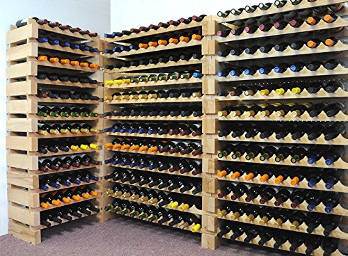 sfDisplay.com,LLC. Modular Wine Rack Beechwood 40-120 Bottle Capacity 10 Bottles Across up to 12 Rows Newest Improved Model (120 Bottles - 12 Rows)