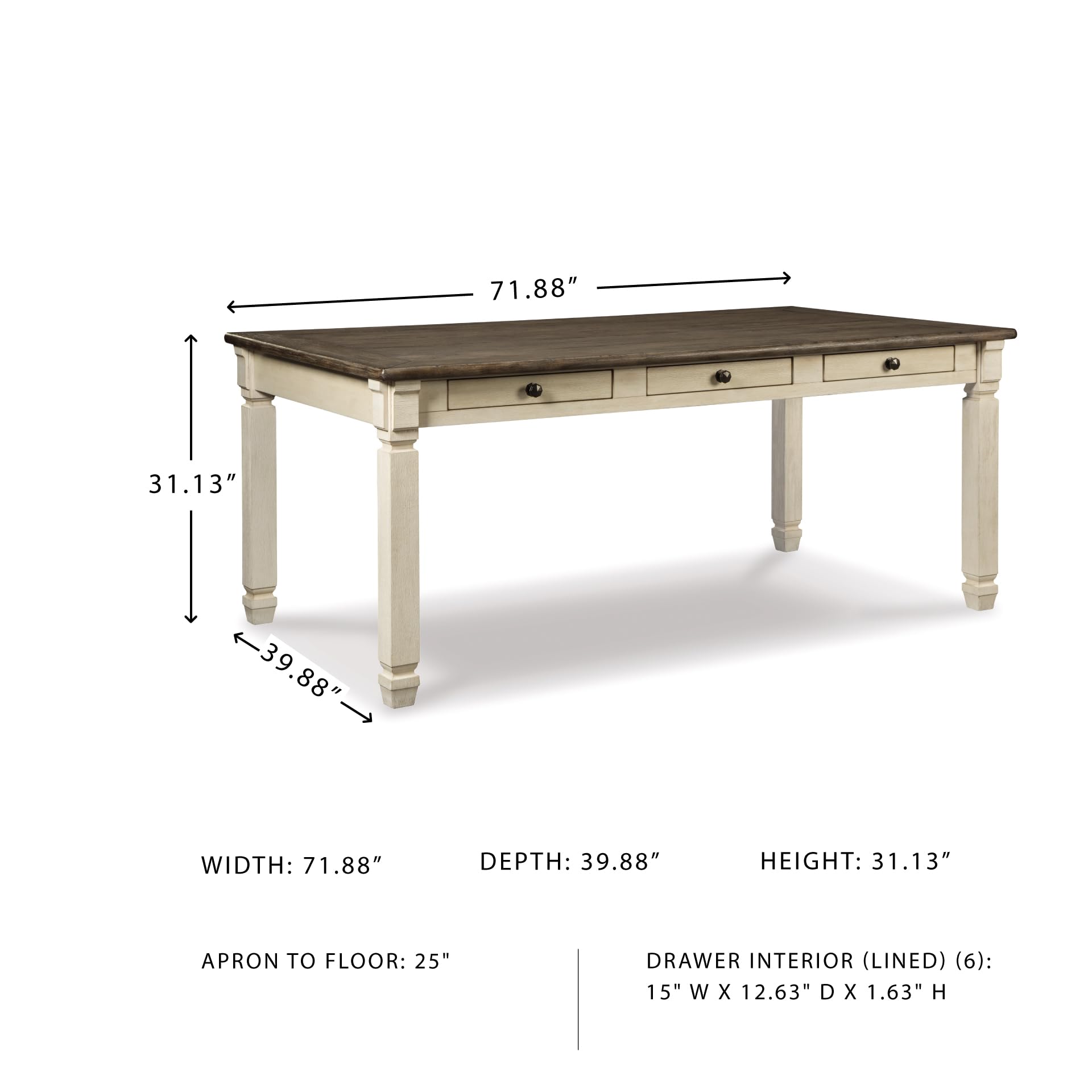 Farmhouse Dining Table with 6 Storage Drawers