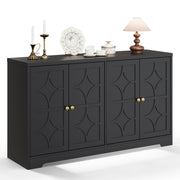 IDEALHOUSE Modern Sideboard Buffet Cabinet, 55" Buffet Storage Cabinet with Adjustable Shelves, Wood Coffee Bar Cabinet with Storage for Kitchen, Dining Room, Living Room, Black
