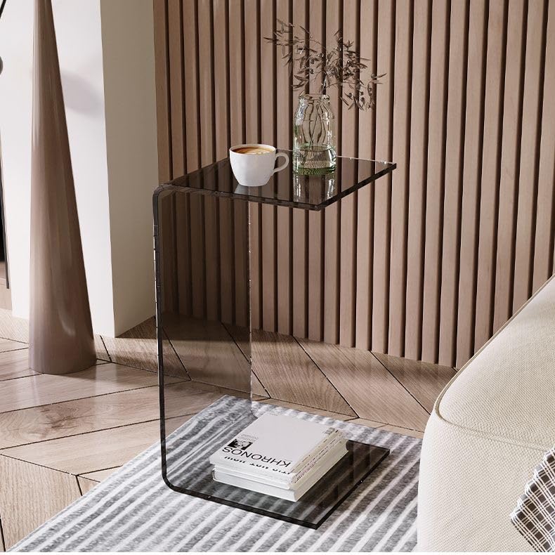 Smoke Gray Acrylic C-Shaped Side Table
