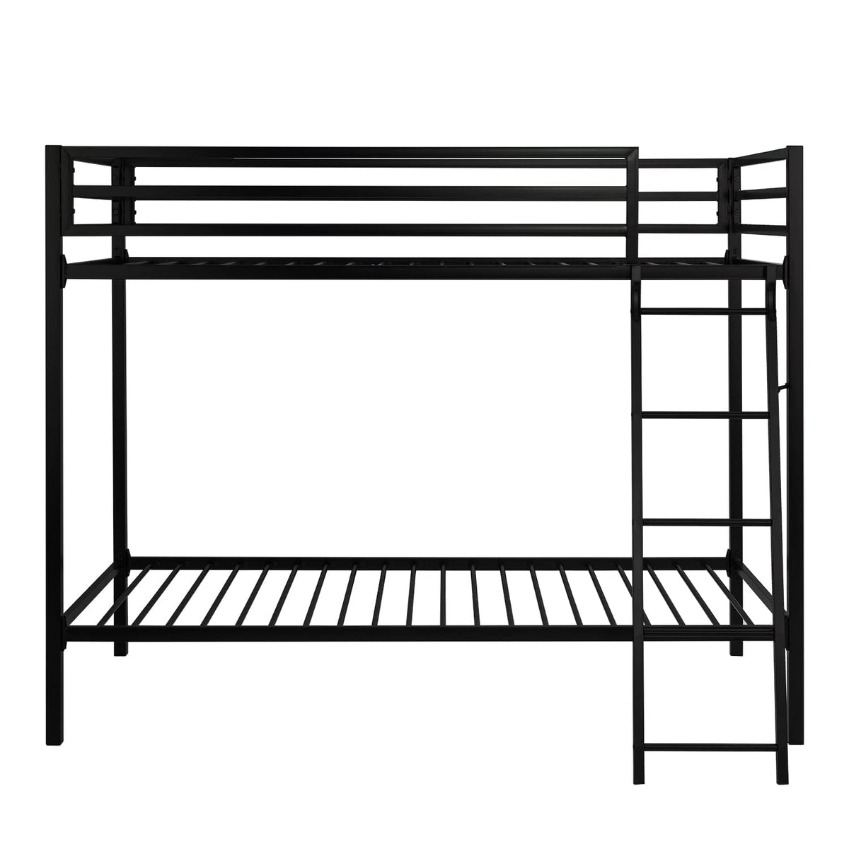 SHA CERLIN Bunk Bed Twin Over Twin Size with Ladder and Guardrail,Black