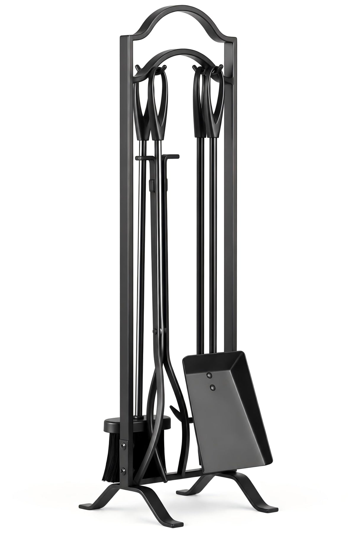 FEED GARDEN Fireplace Tools Set 5 Pcs with Stand, 29” Durable Wrought Iron