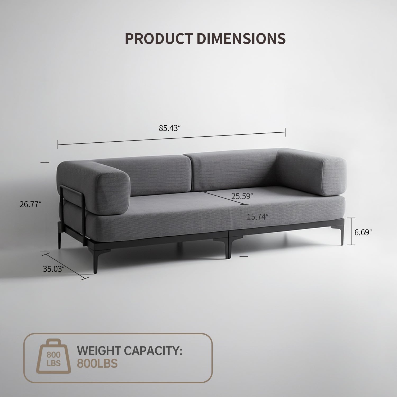 Forteek Apartment-Friendly Convertible Loveseat Sofa Bed, Removable Armrest & Backrest 2-in-1 Sleeper Couch, Modern Corduroy Sofa for Small Living Room & Guest Room- Grey